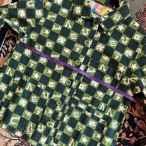 Size P Big Bud Press Work Jacket Lucky Green Print Pattern NWOT - Picture 7 of 13